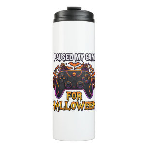 Paused Game Halloween Controller Bats Ghosts_1 Thermal Tumbler