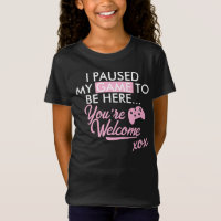 Paused Game Pastel Pink Girly Slogan Gamer Girl