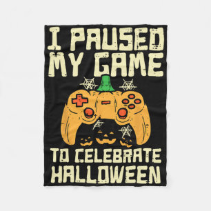 Paused My Game Halloween Gamer Gaming Costume Boys Fleece Blanket