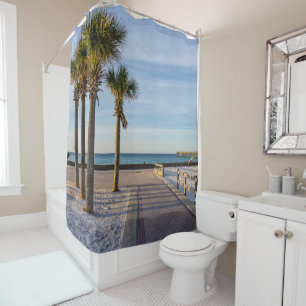 Paved Walkway To Pensacola Beach Shower Curtain
