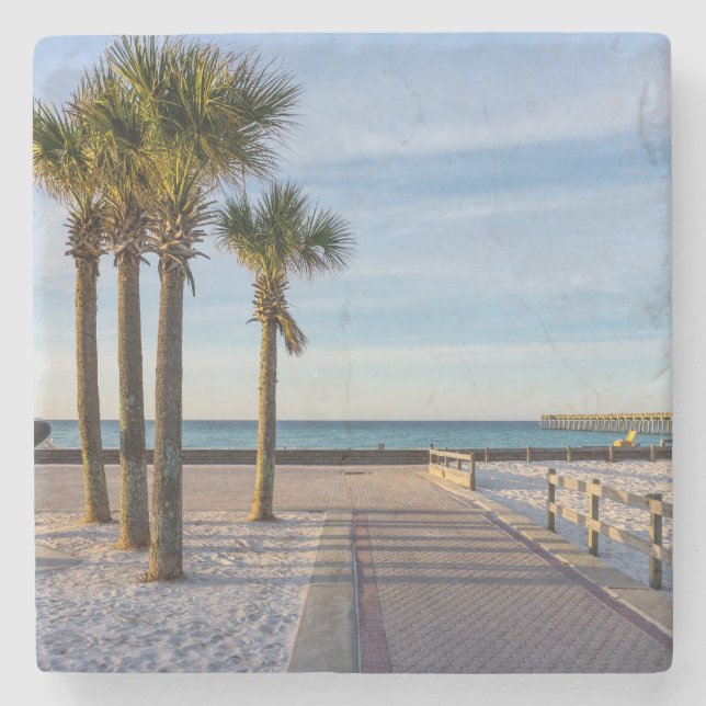 Paved Walkway To Pensacola Beach Stone Coaster (Front)