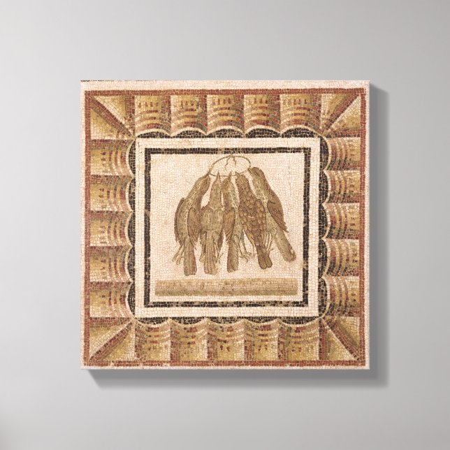 Pavement depicting five thrushes, from El-Jem Canvas Print (Front)