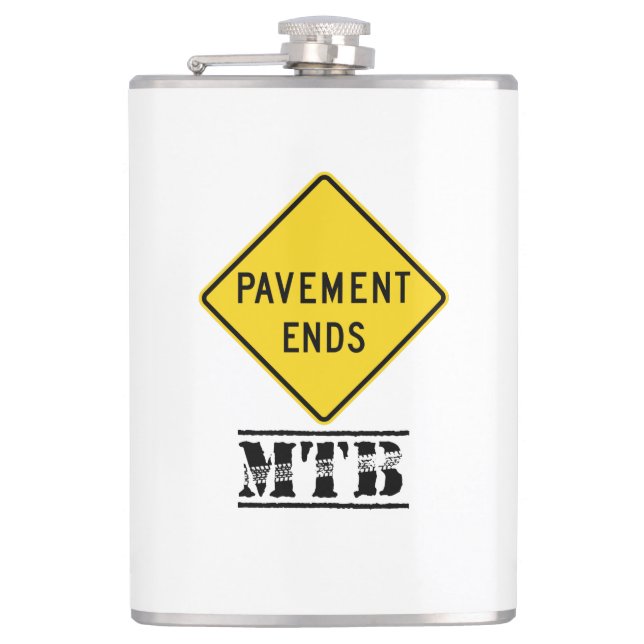 Pavement Ends Mountain Biking Hip Flask (Front)