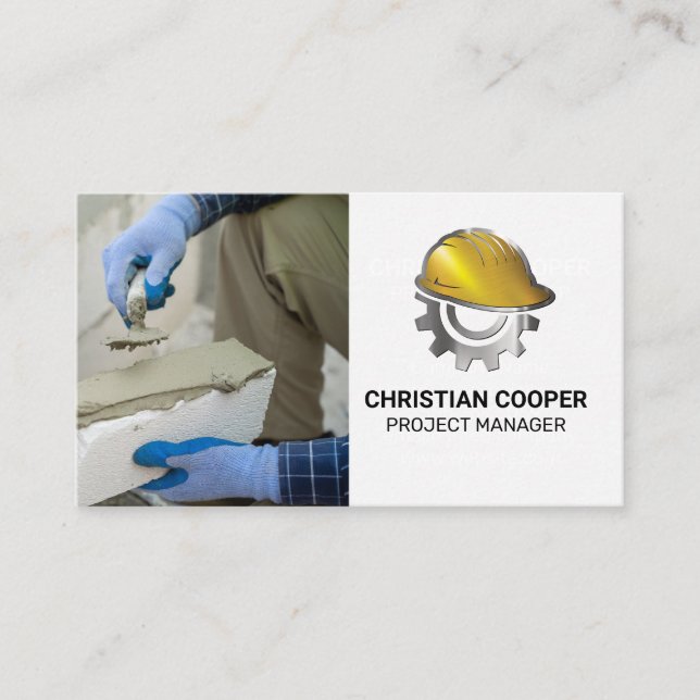 Paver | Construction Hard Hat Gear Logo Business Card (Front)