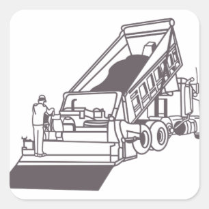 Paving Truck Outline Square Sticker