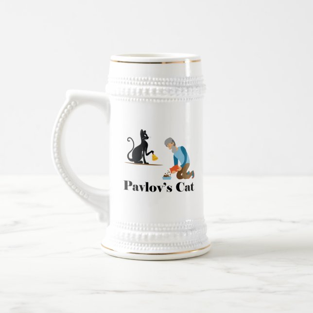 Pavlov's Cat Funny Psychology Beer Stein (Left)