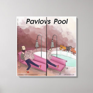 Pavlov's Pool Funny Cartoon Canvas Print