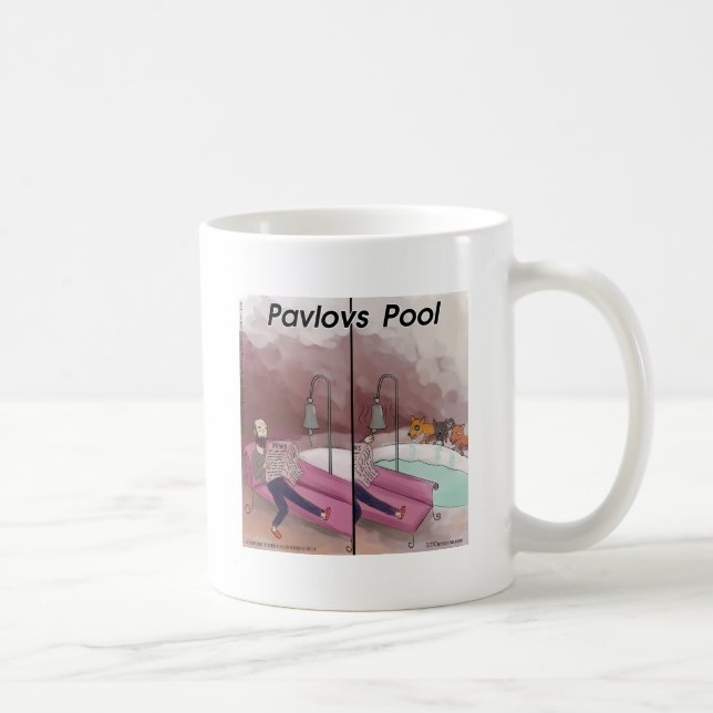Pavlov's Pool Funny Cartoon Coffee Mug (Right)