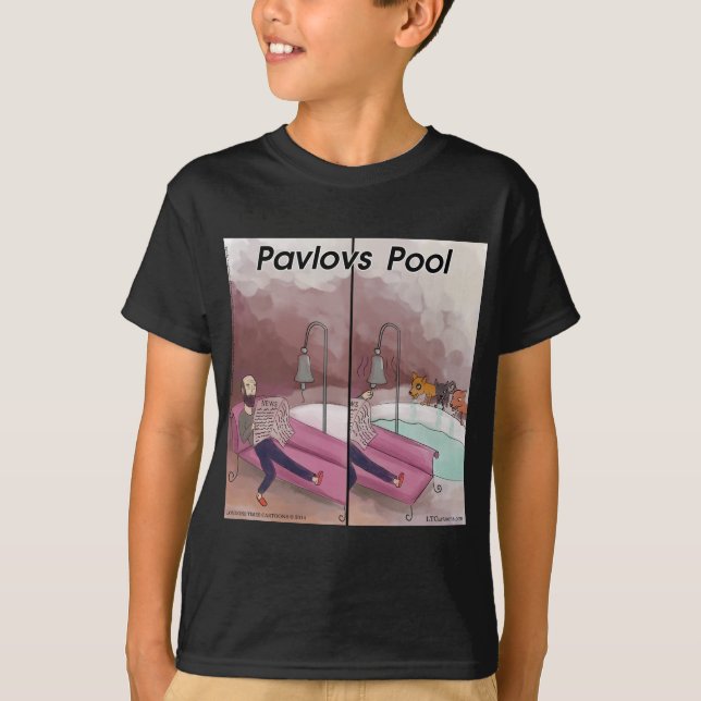 Pavlov's Pool Funny Cartoon T-Shirt (Front)