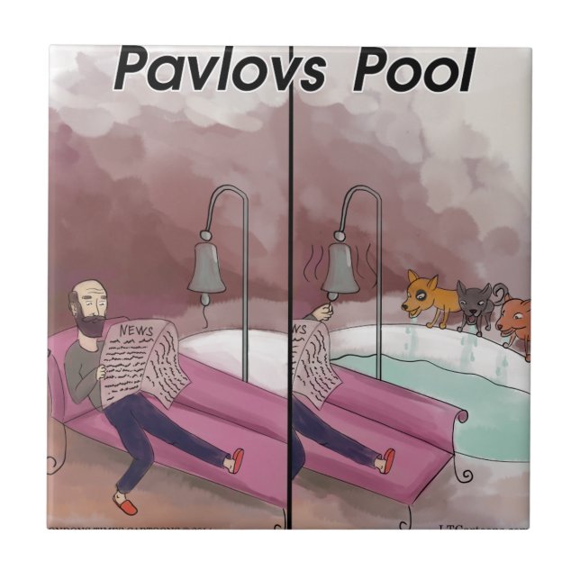 Pavlov's Pool Funny Cartoon Tile (Front)
