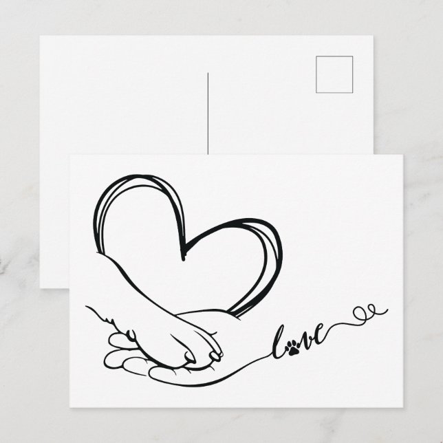Paw and Hand Love Postcard (Front/Back)