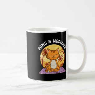 Paw And Meditate Yoga Cat Shirt Cat Lovers Meditat Coffee Mug