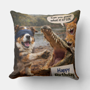Paw and toothy surprises birthday pillow