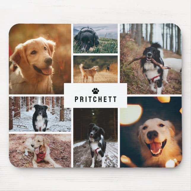 Paw Dog Photo Collage & Monogram Mouse Pad (Front)