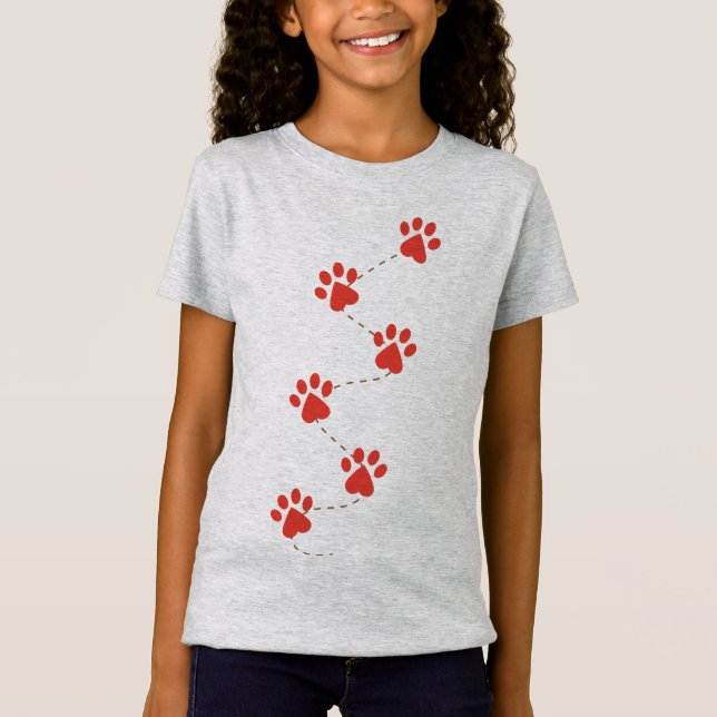 Paw Double sided   Girls' Fine Jersey T-Shirt (Front)