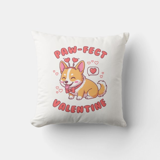 Paw-Fect Valentine - Corgi Dog Valentine Gift Cushion (Front)