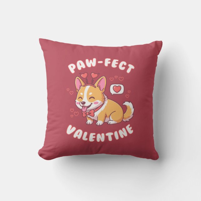 Paw-Fect Valentine - Corgi Dog Valentine Gift Cushion (Front)