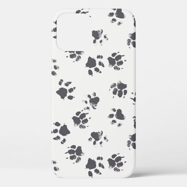 Paw Footprints: Dog Monochrome Seamless. Case-Mate iPhone Case (Back)