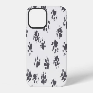 Paw Footprints: Dog Monochrome Seamless. iPhone 12 Case