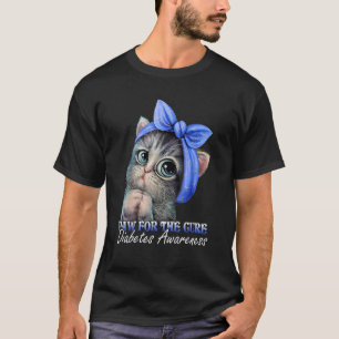 Paw For The Cure Cute Cat Diabetes Awareness T-Shirt