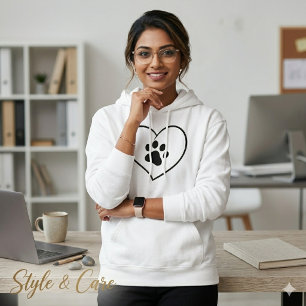 Paw Heart Print Hoodie Stylish Animal Lover Wear