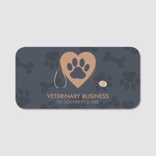 Paw Heart Stethescope Pet Doctor Veterinarian Name Tag