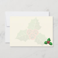 Paw Holly Leaves Christmas Blank Cream Off White