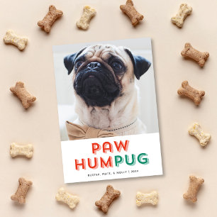 Paw Hum Pug Dog Cute Funny Type Holiday Photo Card