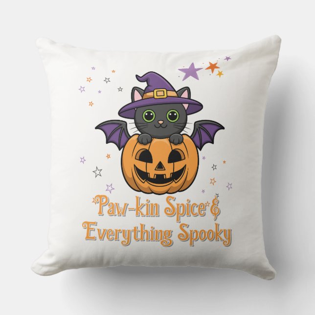 Paw-kin Spice & Everything Spooky | Halloween Cushion (Front)