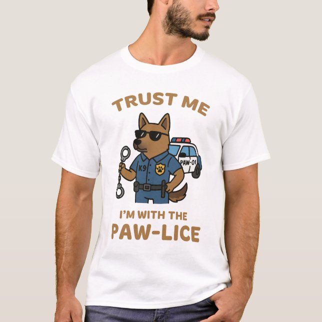 Paw-lice Officer Dog Shirt – K9 Cop Humour Tee (Front)