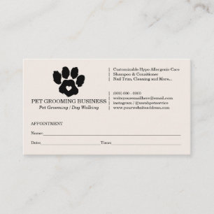 Paw Minimal Ivor Pet Branding Appointment Reminder Business Card