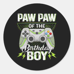 Paw Of The B-day Boy Gamer Boy Awesome Video Game  Classic Round Sticker