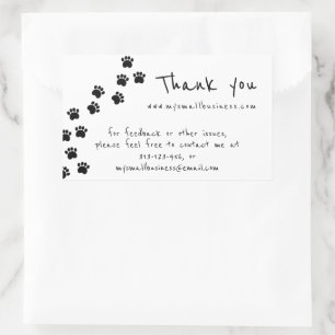 paw path thank you business information rectangular sticker
