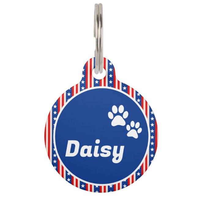 🇺🇸 Paw Patriotic USA Flag Pet Tag (Front)