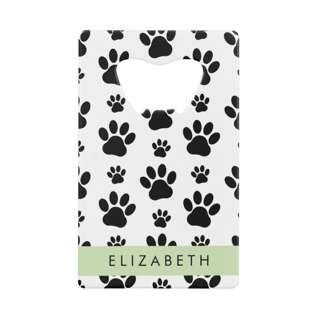 Paw Pattern, Dog Paws, Black and White, Your Name (Front)