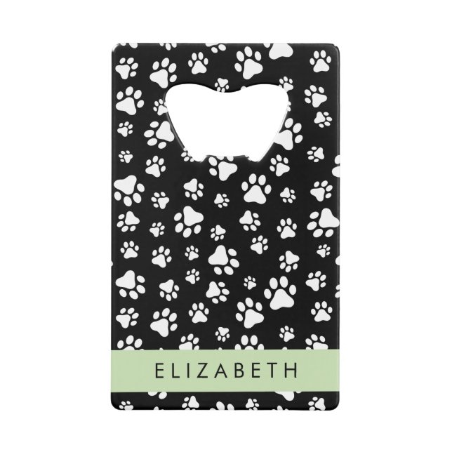 Paw Pattern, Dog Paws, Black and White, Your Name (Front)