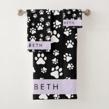 Paw Pattern, Dog Paws, Black and White, Your Name