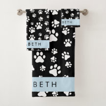 Paw Pattern, Dog Paws, Black and White, Your Name