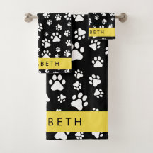 Paw Pattern, Dog Paws, Black and White, Your Name