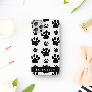 Paw Pattern, Dog Paws, Black and White, Your Name iPhone 12 Pro Case