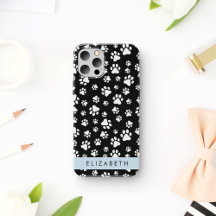 Paw Pattern, Dog Paws, Black and White, Your Name