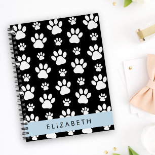 Paw Pattern, Dog Paws, Black and White, Your Name Planner