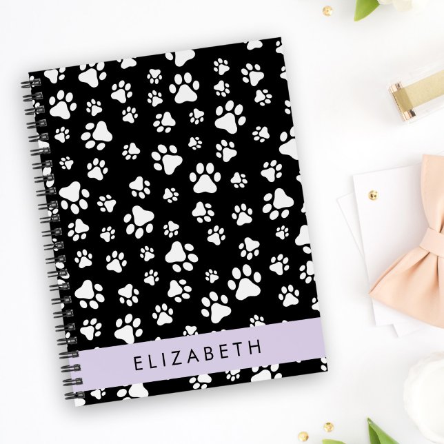 Paw Pattern, Dog Paws, Black and White, Your Name Planner (Creator Uploaded)
