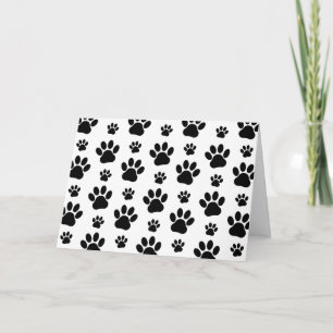 Paw Pattern, Dog Paws, Paw Prints, Black and White Card