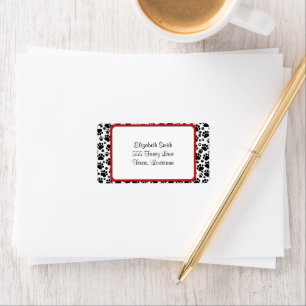 Paw Pattern, Dog Paws, Paw Prints, Black and White Label