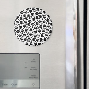 Paw Pattern, Dog Paws, Paw Prints, Black and White Magnet