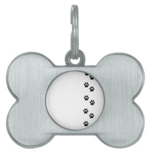 Paw Pattern, Dog Paws, Paw Prints, Black and White Pet ID Tag