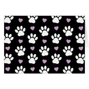 Paw Pattern, Dog Paws, White Paws, Lilac Hearts