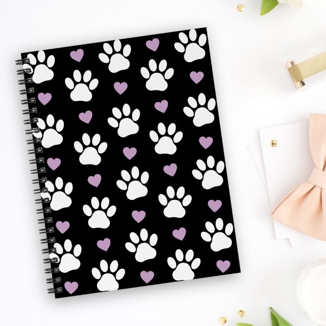 Paw Pattern, Dog Paws, White Paws, Lilac Hearts Planner (Creator Uploaded)