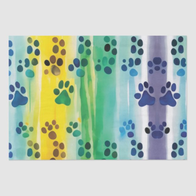 Paw pattern on pastel colours tissue paper (Front)